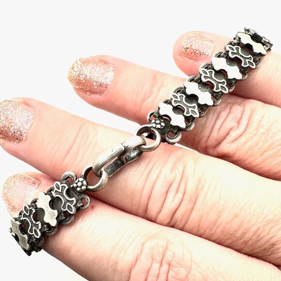 Vintage Traditional Indian Sterling Silver Bracelet Book Chain Design - Picture 2 of 4